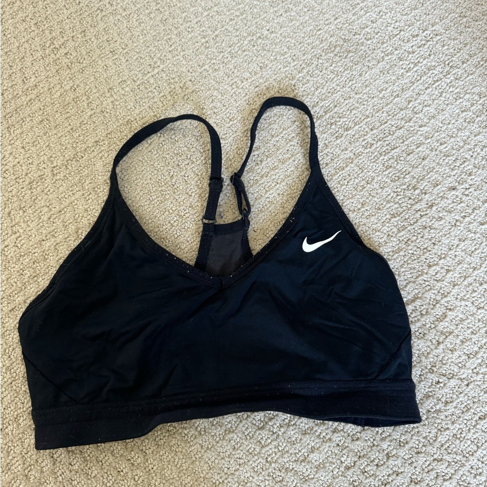 Nike Women's Black Sports Bra with White Logo